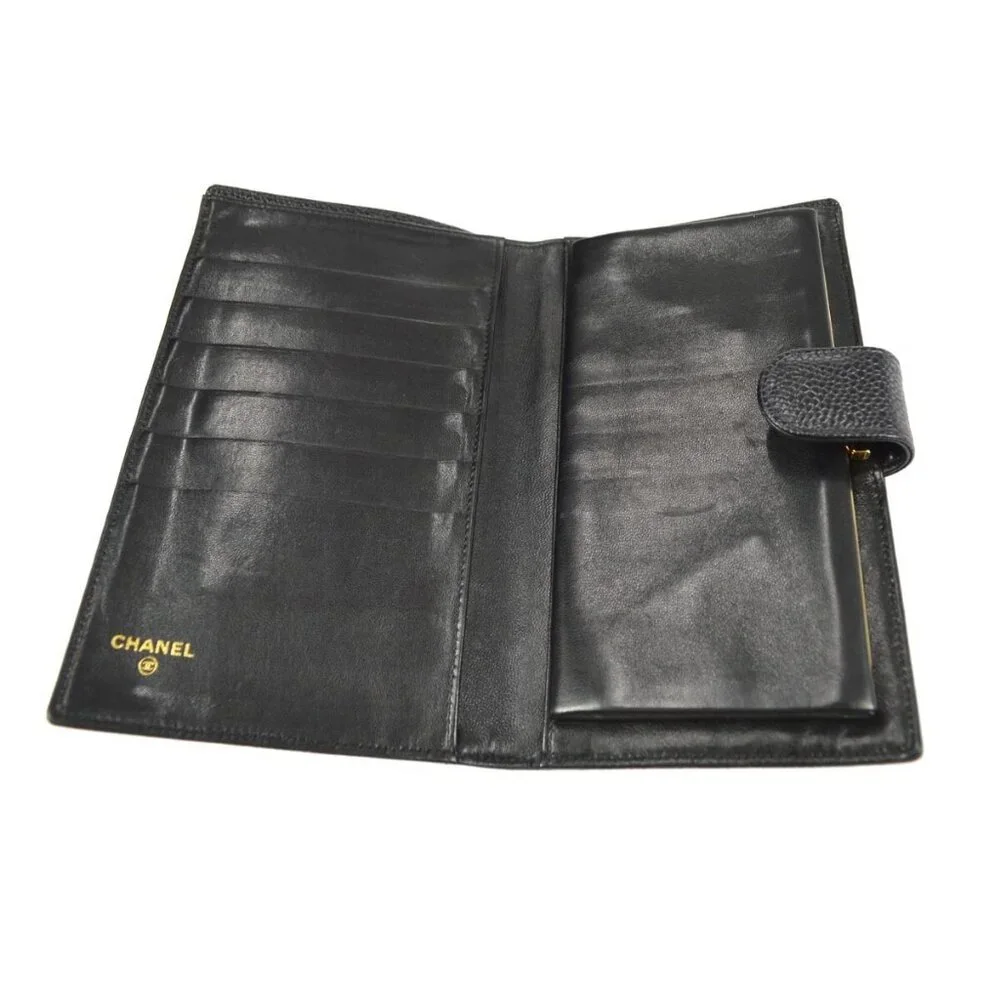 Chanel Long Wallet Black Calfskin